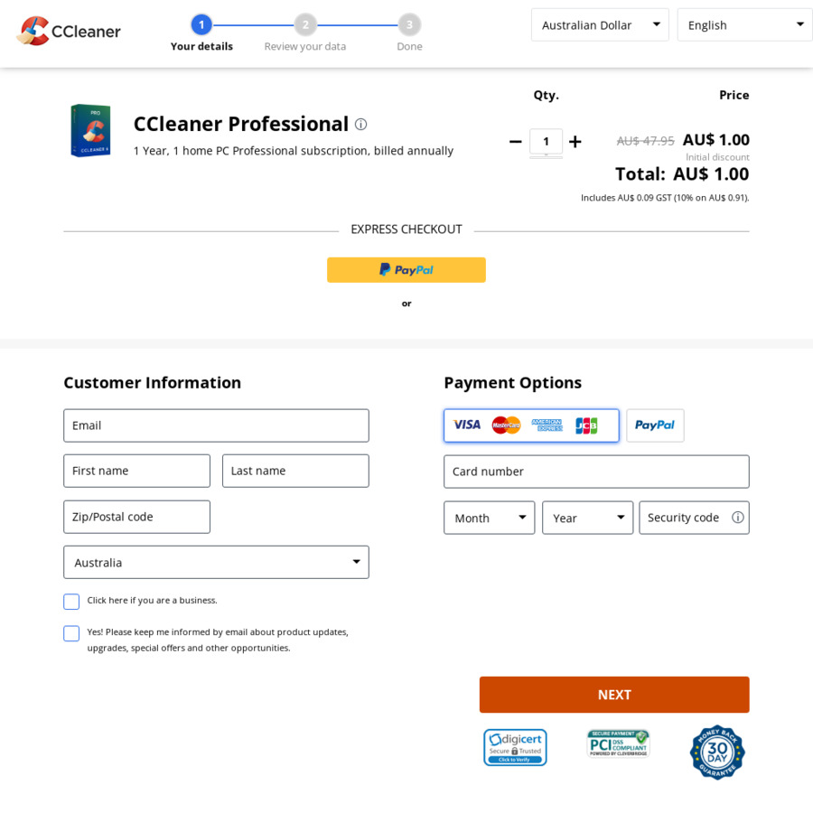 [PC] CCleaner Professional 1 User / 1 Year License $1 (Was $47.95 ...