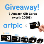 Win 1 of 13 Amazon Gift Cards Worth up to US$1,000 from Artpic