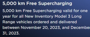 5,000 km Free Supercharging with New Model 3 Long Range Purchase @ Tesla Inventory