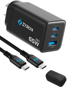 Zyron Powastone 65W GaN 3 Charger + 2m 100W USB C to C Cable + Case $32 Delivered (Buy 3 for $83.98) @ Zyron Tech