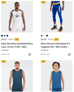 Adult Basketball Jerseys & Leggings from $5 (up to 88% off) + Delivery ($0 C&C/ in-Stores/ $150 Order) @ Decathlon