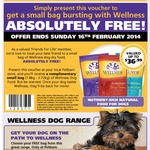 Free Bag of Wellness Dry Dog Food at Petbarn. Must Be 'Friend for Life' Member