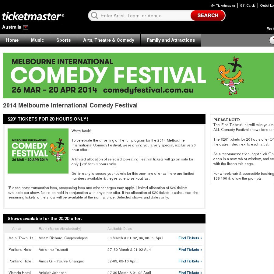 Melbourne International Comedy Festival 20 Tickets OzBargain