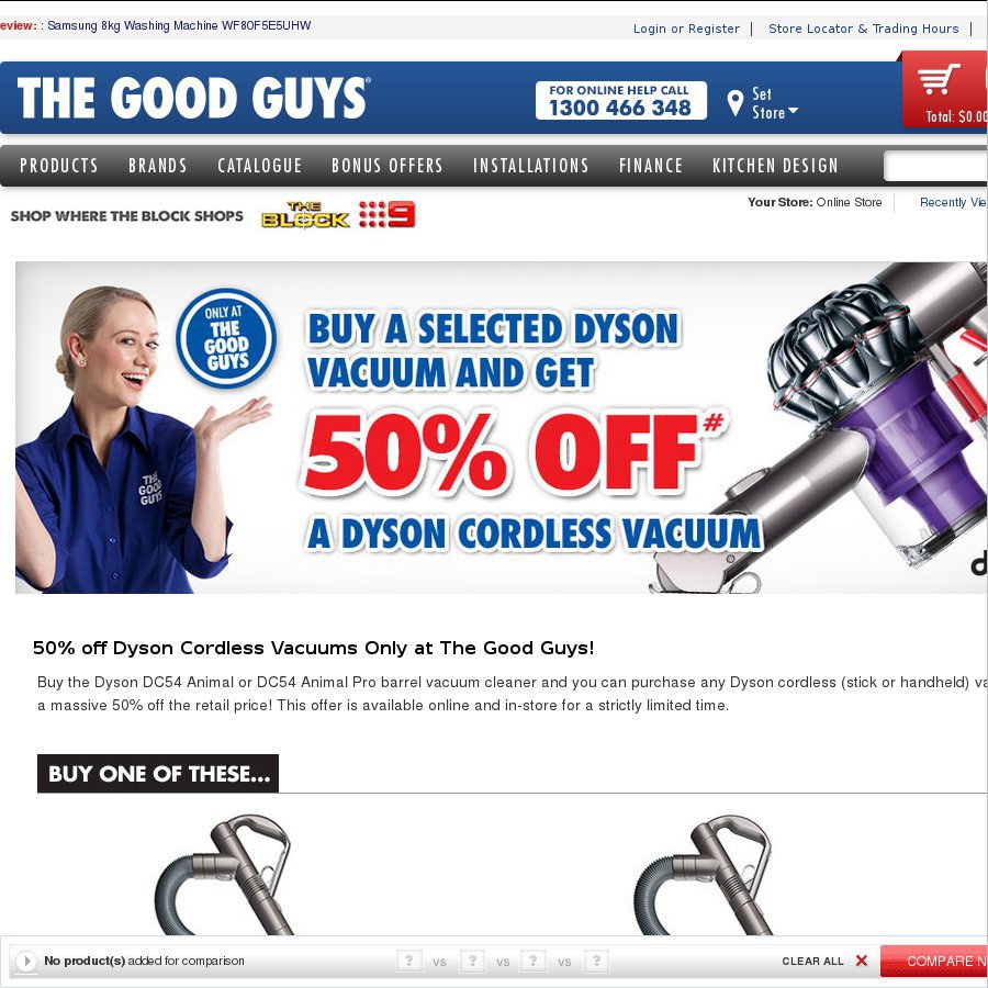 Buy a Selected Dyson, Get 50% off a Cordless Dyson Vac - The Good Guys