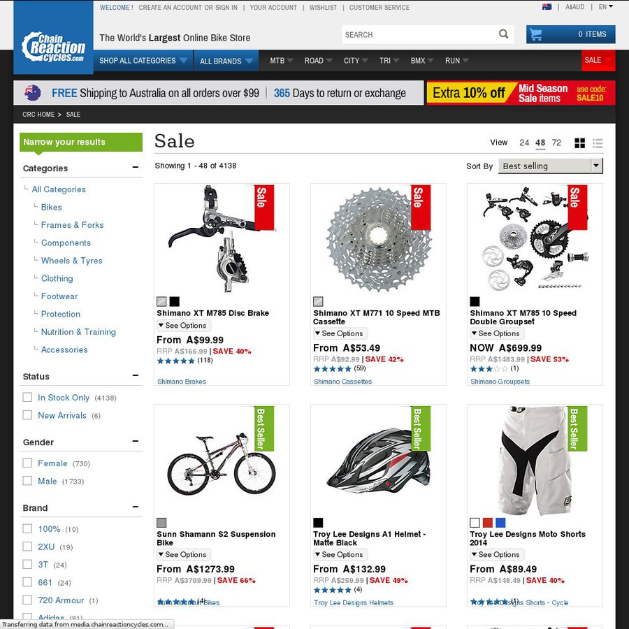 Chain Reaction Cycles Coupon Code for 10% off All Clearance Items until Next Tuesday - OzBargain