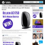Win a Belkin AC1750 WiFi Modem Router worth $249.50 from CyberShack