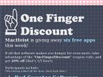 One Finger Discount - 20% off indie Mac apps