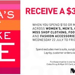 Myer $30 Gift Card on $150+ Spend