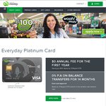 $100 Gift Card for New Woolworths Everyday Platinum Card ($49 Annual Fee, First Year Waived)