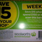 Woolworths Online & in Store - $15 off shop $150+ August 24 - Sunday 30th - Possibly SA only
