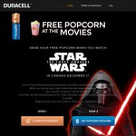 Buy Any 2 Packs of Duracell from Coles/Bunnings/IGA/Target -Claim Free Regular Popcorn for Hoyts