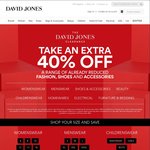 David Jones - Take an Extra 40% off a Range of Already Reduced Fashion, Shoes and Accessories - Discount Applied in Shopping Bag