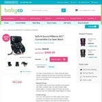 Safe N Sound Millenia SICT Isofix Convertible Car Seat from Babyco $469 - RRP $649 (Toys R Us Price Beat by 10% = $422.10)