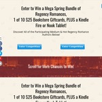 Win eBooks, 1 of 10 $25 Bookstore Giftcards, PLUS a Kindle Fire or Nook Tablet from BookSweeps (R-Rom Bookbub & Amazon entries)