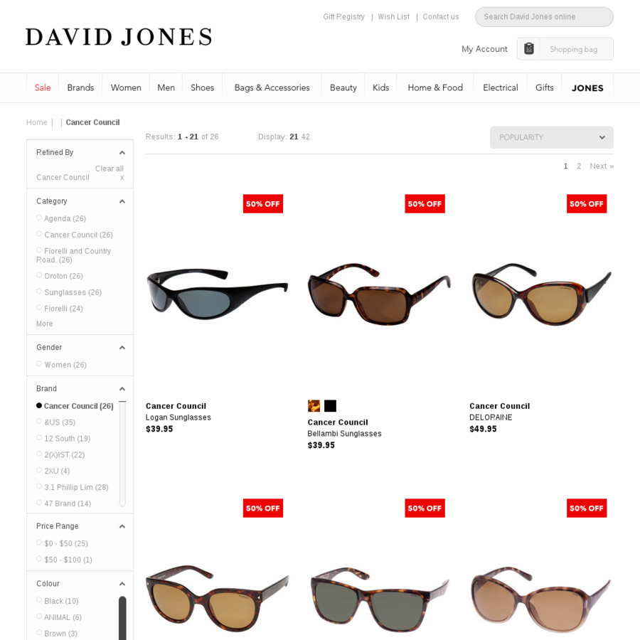 cancer council sunglasses myer
