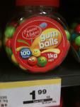 Famous Makers Gum Balls 1kg/Approximately 100 Pieces Woolworths Qv Vic $1.99 Ea