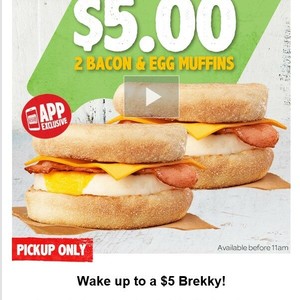 2x Bacon & Egg Muffins $5 @ Hungry Jacks via App - OzBargain