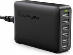 RAVPower 60W 6-Port USB Desktop Charger $31.99, 20000mAh Power Bank with 60W Power Delivery $63.99 Delivered @ SunValley Amazon