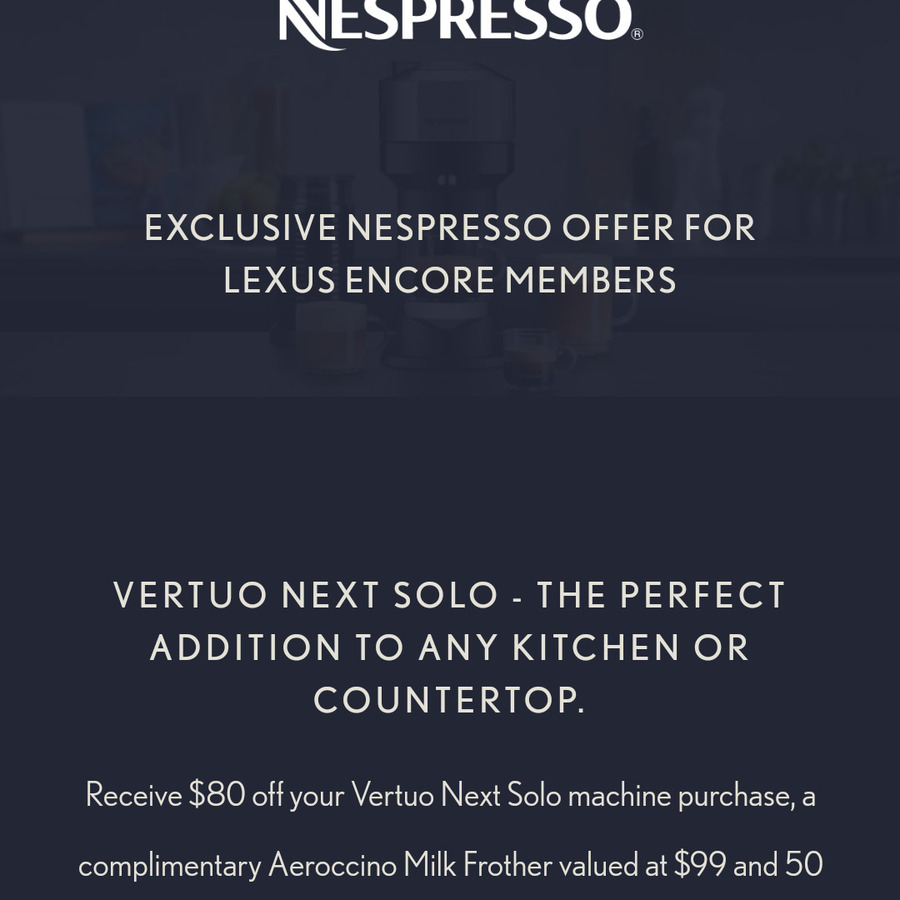 Nespresso Vertuo Next Deluxe Solo Dark Chrome And Free Frother 50 Coffee Pods 216 Via Lexus App Encore Membership Required Ozbargain