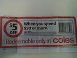 Coles NSW/ACT Newspaper Coupon: $5 off on $50 or More Spend