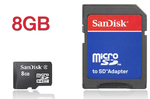 SanDisk 8GB microSDHC with SD Adapter $5.98 +Shipping $1.98