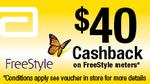(FREE) $40 Cash Back Offer When Buying Abbott FreeStyle Blood Glucose Meters, Meter Costs $40