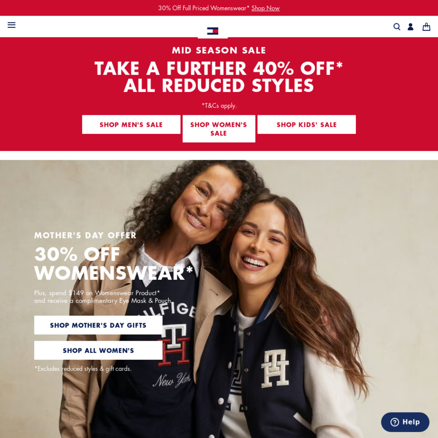 50% off Sitewide + $7.95 Delivery ($0 with $100 Order) @ Tommy Hilfiger ...