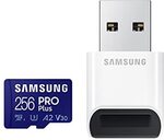 SAMSUNG PRO Plus + Reader 256GB microSDXC UHS-I, U3, A2, V30 $38.84 + Delivery ($0 with Prime/ $49 Spend) @ Amazon US via AU