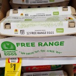 [NSW] Sunrise Free Range Eggs Dozen 700 grams $1 @ Coles, Randwick