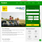 15% off Base Rate Vehicle Rentals (Minimum 2 Days, up to 15% off) @ Europcar