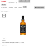 Jack Daniels Whiskey 700ml $42.40 (RRP $64) @ Coles