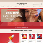 20% off Sitewide, 25% off Holiday Kits + Free Shipping + 20% ShopBack Cashback @ Paula's Choice Skincare