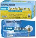 100x Trust Cetirizine 10mg + 100x Trust Loratadine 10mg $25.99 Delivered @ PharmacySavings