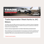 Win a $500 Bunnings Voucher for Yourself + a $1,500 Bunnings Voucher for Your Nominated Tradie from SEN + JAC Motors