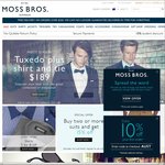 Moss Bros. 15% off Everything (Incl Sale & Outlet) 1 Day Only