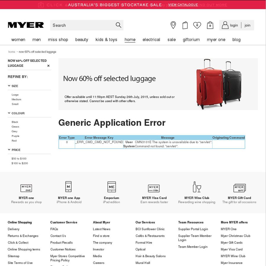 MYER: 60% off Selected Luggage from ANTLER - OzBargain