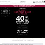 Torrid.com - 40% off Everything, 50% off Clearance Items + Half Price Intl. Shipping