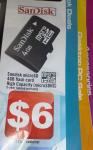 SanDisk 4GB Micro SDHC Card $6 MLN