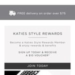 Free $10 Gift Voucher When You Become a Member at Katie's