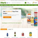 $5 USD ($6.65 AU) off Your First Order with No Minumum Spend (New Customers) @ iHerb