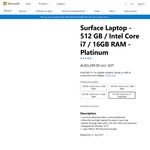 Surface Laptop 13.5" - 512 GB / Intel Core i7 / 16GB RAM - 10% off for Students - $2,969.10 @ Microsoft.com