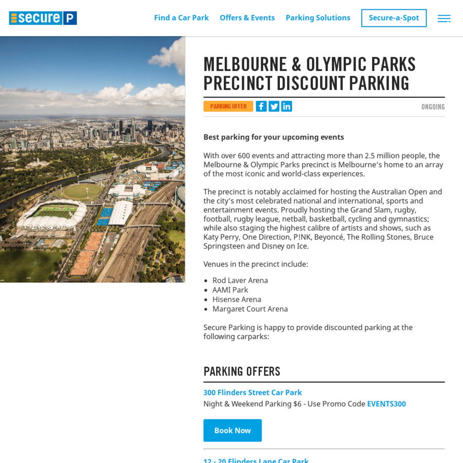 [VIC] Secure Parking Night & Weekend Parking from 6 to 8 (+ Booking Fee) 3 CBD Locations