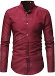 Casual Stand Collar Men's Solid Color Slim Long-Sleeved Shirt (Medium Red Only) US $2.64/AU $3.68 Shipped @ GearBest
