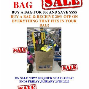 [QLD] Bag Sale - Buy a Paper Bag $0.50 & Get 20% off What Stock You Can Fit in The Bag @ City Mitre 10, Brisbane CBD - OzBargain
