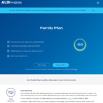ALDI Sim Only Mobile Family Plan $80/Mth, 72GB/Mth Shared Data across 4 SIMs, Unlimited Talk/SMS (some international) via ALDI