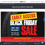 Additional 15% off Selected Tyres & Wheels eg 15% off All Dunlop Tyres w/ $100 Cashback / 4th Tyre Free (Cumulative) @ JAX Tyres