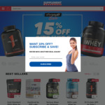 15% off Site Wide + Delivery ($0 with $150 Spend) @ Supplement Warehouse