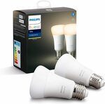 Philips Hue LED Bulbs E27 Bluetooth Compatible Pack of 2 $37.17 + Delivery ($0 with Prime & $49 Spend) @ Amazon UK via AU