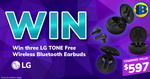 Win 3x LG Tone Free Wireless Bluetooth Earbuds Worth $199 @ Bi-Rite