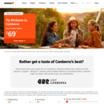 One Way Airfare: Brisbane ↔ Canberra from $69 (Travel 28 Apr to 16Jul) @ Jetstar